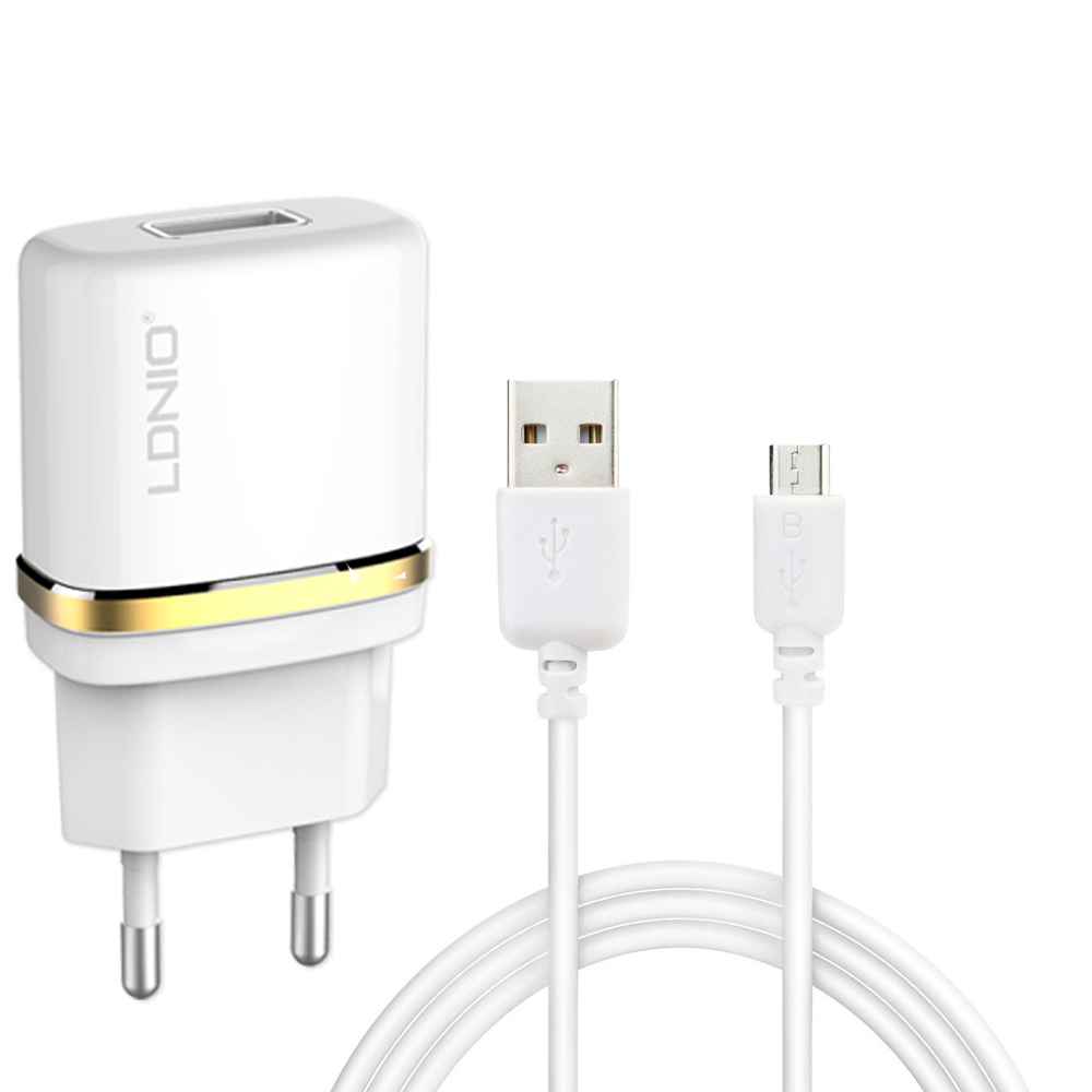 LDNIO DL-AC50, 5V 1A, Universal Network charger,1xUSB, With cable for iPhone 5/6/7SE,White - 14371